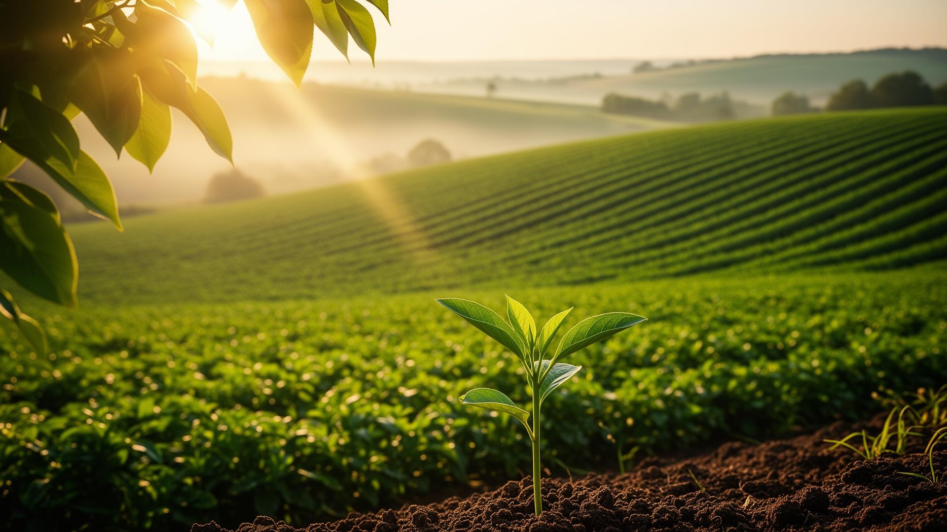 Sunlit farmland